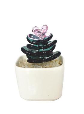 淄博创意琉璃小摆件多肉仙人掌豆芽植物盆栽办公室玻璃工艺品礼物