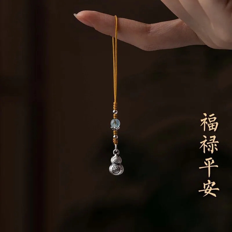 新中式复古925银福禄葫芦手机链招财吉祥转好运手机挂绳挂件挂饰