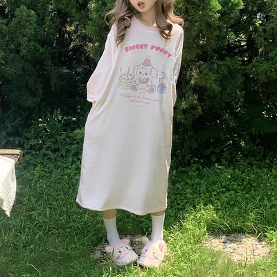 milly女珊瑚绒可爱印花睡裙