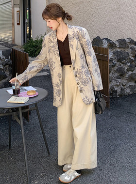实拍设计感轻熟风西装外套女春季新款超好看漂亮国风提花西服