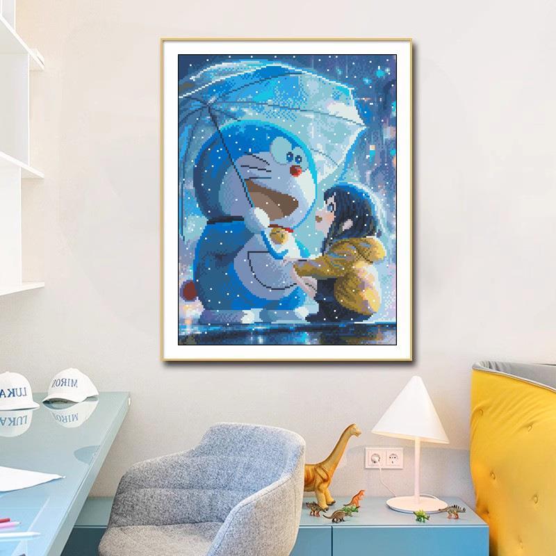 十字绣2025新款线绣客厅自己卧室儿童房间卡通动漫可爱哆啦A梦图