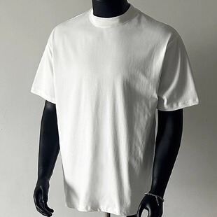 百搭男休闲纯色短袖 打底衫 280克重磅简约T恤圆领纯棉宽松大码 夏季