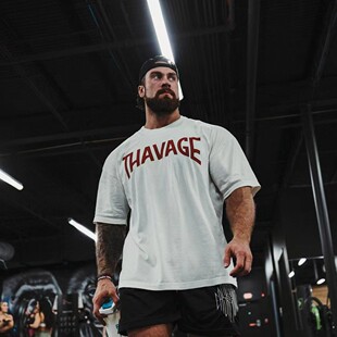 健身训练宽松短袖CBUM克里斯RAW美式运动宽松透气圆领半袖t恤男