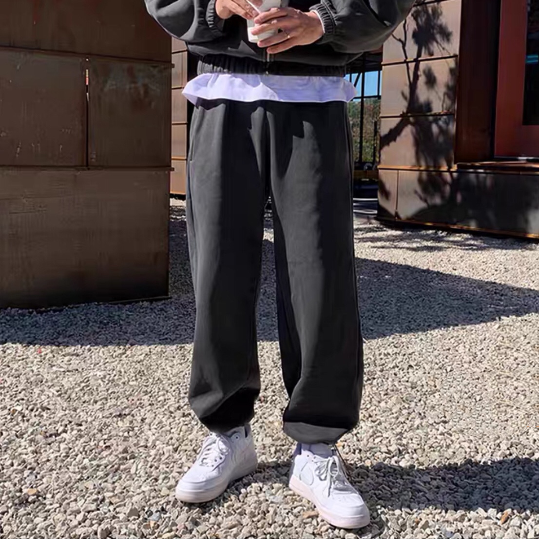 YEEZY SEASON6 KANYE侃爷高街宽松卫裤束脚裤美式黑色长裤潮牌男