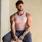 YOUNGLA新款 运动健身背心跑步篮球训练上衣 针织冰丝罗纹上衣男士