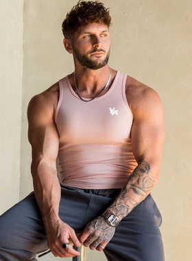 YOUNGLA新款针织冰丝罗纹上衣男士运动健身背心跑步篮球训练上衣