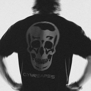 GYMREAPERS新款运动短袖男重磅圆领健身户外宽松休闲运动骷髅T恤