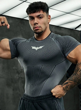 YOUNGLA美式夏季新款男士紧身T恤慢跑者运动健身跑步训练速干短袖