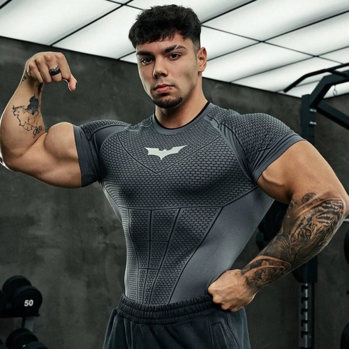 YOUNGLA美式夏季新款男士紧身T恤慢跑者运动健身跑步训练速干短袖