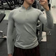 长袖 鲨鱼GYMSHARK T恤 拉链男运动健身速干无缝弹力修身 VITAL