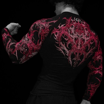 Breathedivinity新款炼狱新毒液健身长袖运动弹力速干紧身衣男女