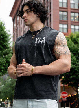 YOUNGLA美式夏季新款男士背心慢跑者健身房运动健身无袖T恤上衣