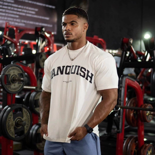 VANQUISH 新款男士超大T恤健身房运动肌肉健身纯棉圆领宽松短袖