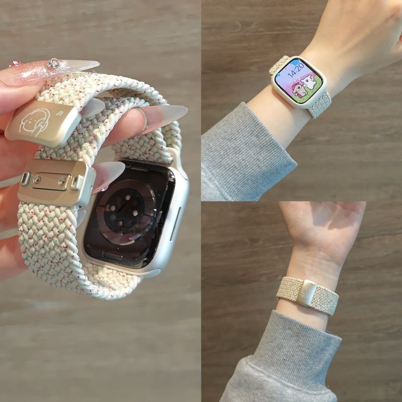 夏季薄荷绿适用vivowatch5/3小狗尼龙编织磁吸表带iQOOGT运动个性