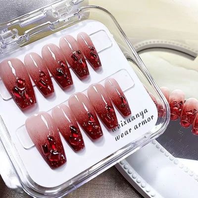 手工美甲穿戴甲抖音小红书款2023新款漠河舞厅纯欲INS美甲指甲贴