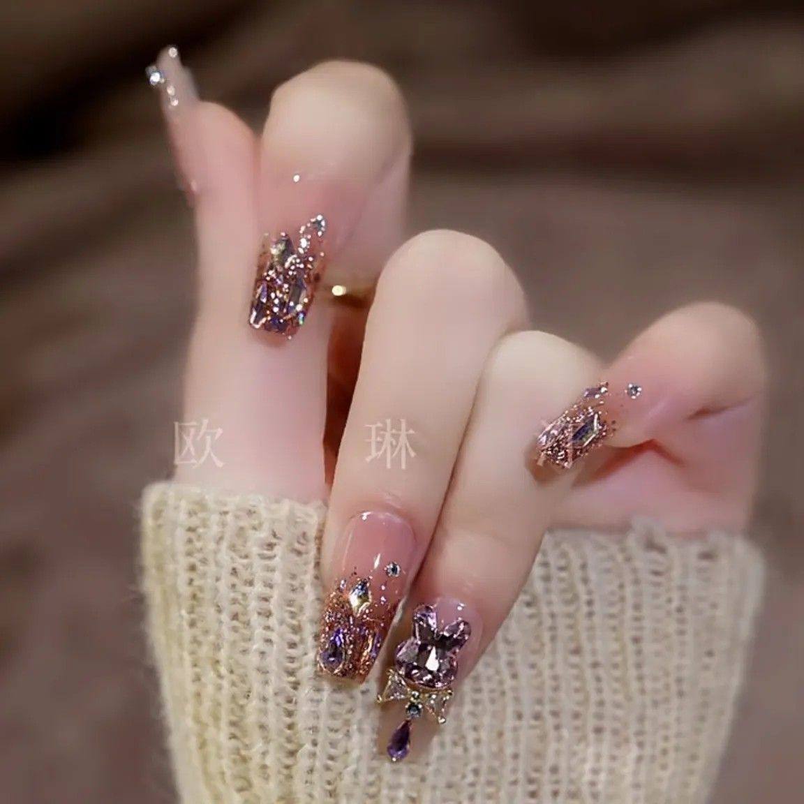 纯手工穿戴定制渐变极光美甲贴片成品新娘美甲,彩妆/香水/美妆工具,美甲工具,淘宝优惠券,粉丝福利购,淘宝优惠卷