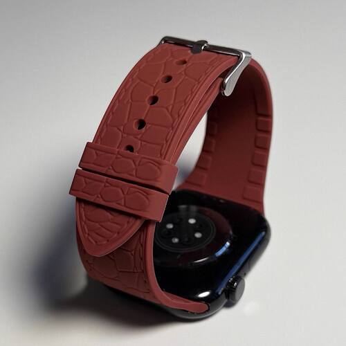 iwatchs11苹果手表带透气荔枝纹硅胶applewatch910代男ultra3运动