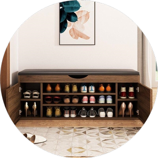 鞋柜门口进门靠墙实木换鞋凳一体免安装网红抖音款玄关鞋柜上档次