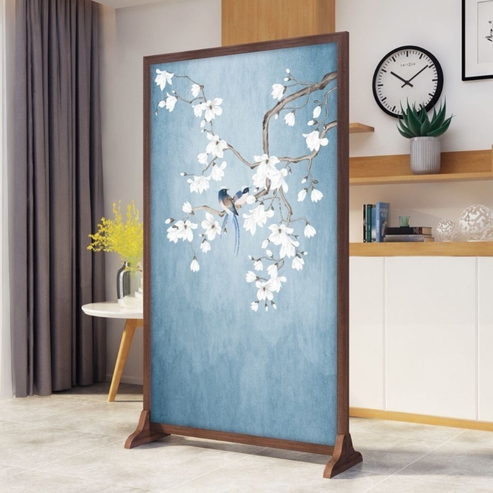 新中式现代隔断屏风玄关入户遮挡酒店客厅布艺家用办公室床挡