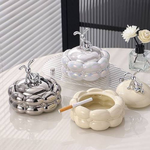 轻奢高档陶瓷家用烟灰缸客厅创意棉花糖桌面摆件高颜值时尚烟碟