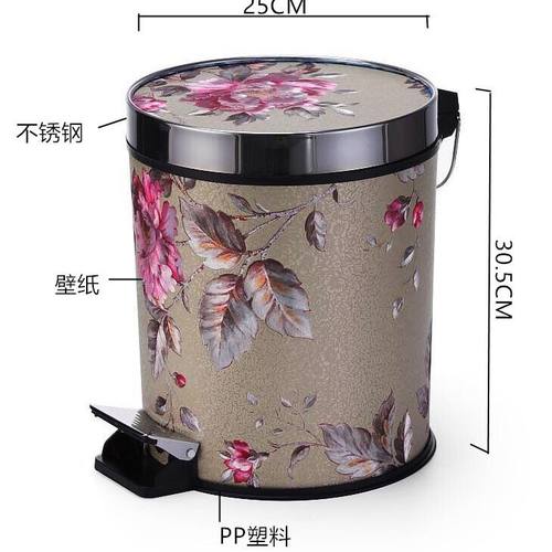 欧式创意带盖不锈钢脚踏家用厨房