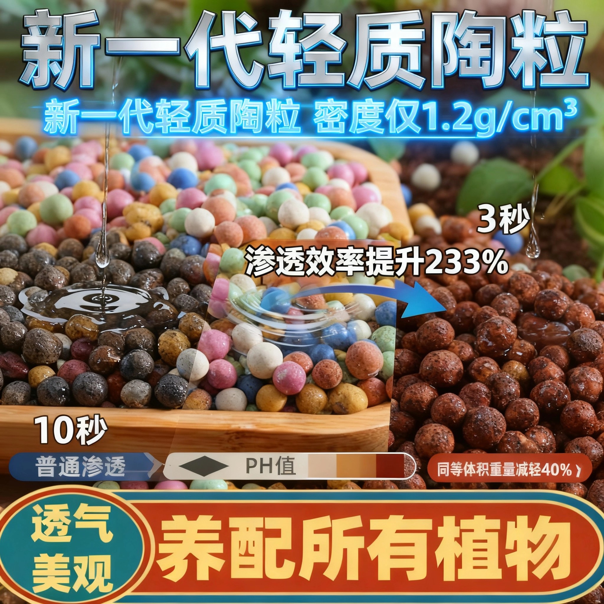 彩色陶粒陶土粒球花用垫底花卉铺面透气水培盆栽铺面石营养土种花