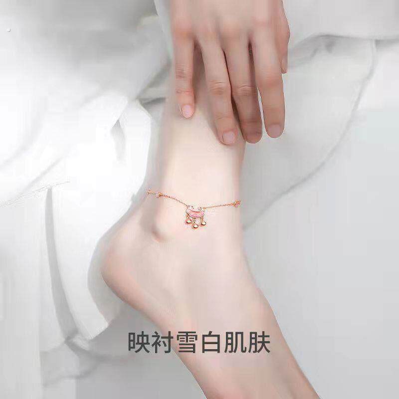 宫铃脚镯如意锁脚链女有响声古风腿链子新款潮脚饰脚镯高级足链专