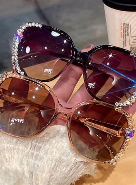 新款水钻偏光太阳镜女款ins防晒防紫外线墨镜个性女大脸显瘦带钻