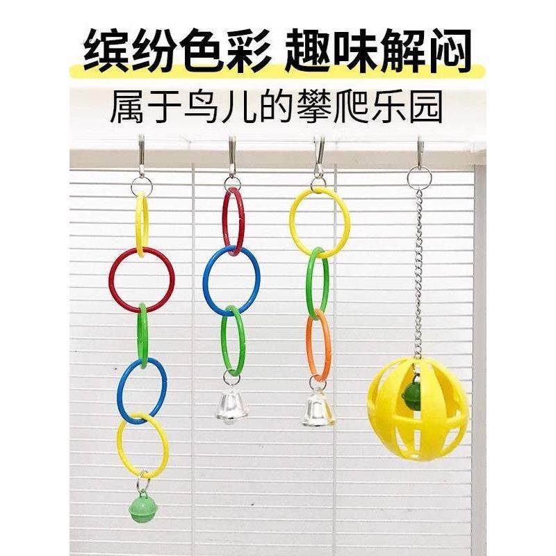 鹦鹉三色环鸟笼配件攀爬圆环架五色环磨嘴啃咬宠物用品鸟玩具1