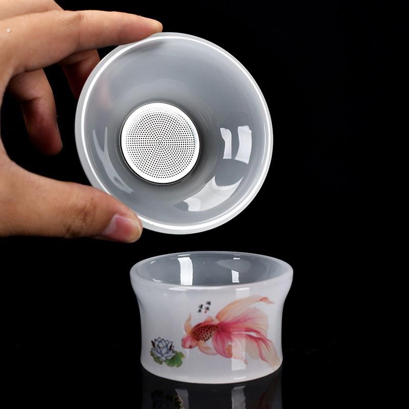 琉璃茶具套组女冰冻烧盖碗白玉瓷单杯家用功夫玻璃茶杯商务礼品盒