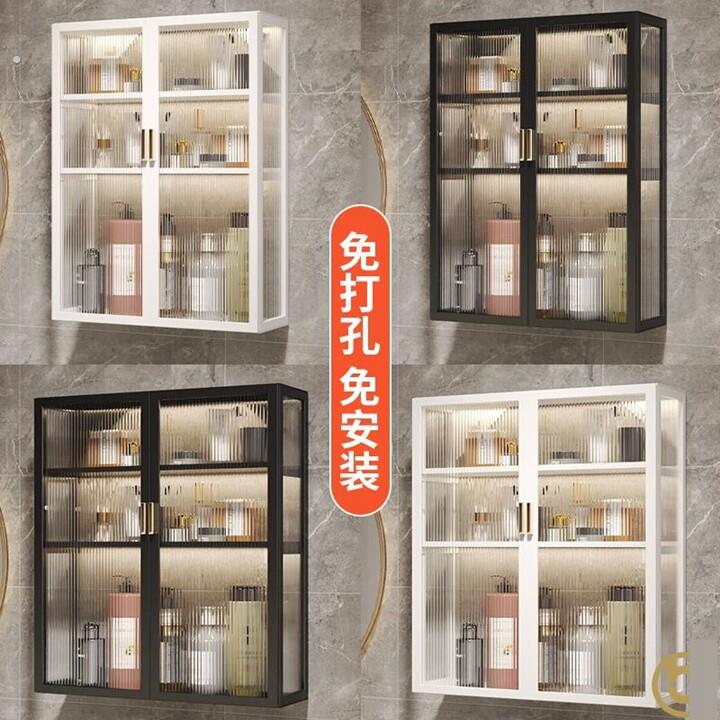 阳台洗衣机上方吊柜上小卫生镜子前置物架厕所收纳超薄洗手间壁墙