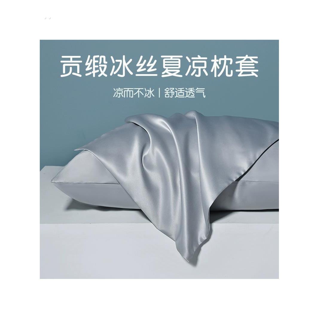 夏季枕套冰丝枕头套一对装家用单个48cmx74cm枕芯三件套男通用2祇