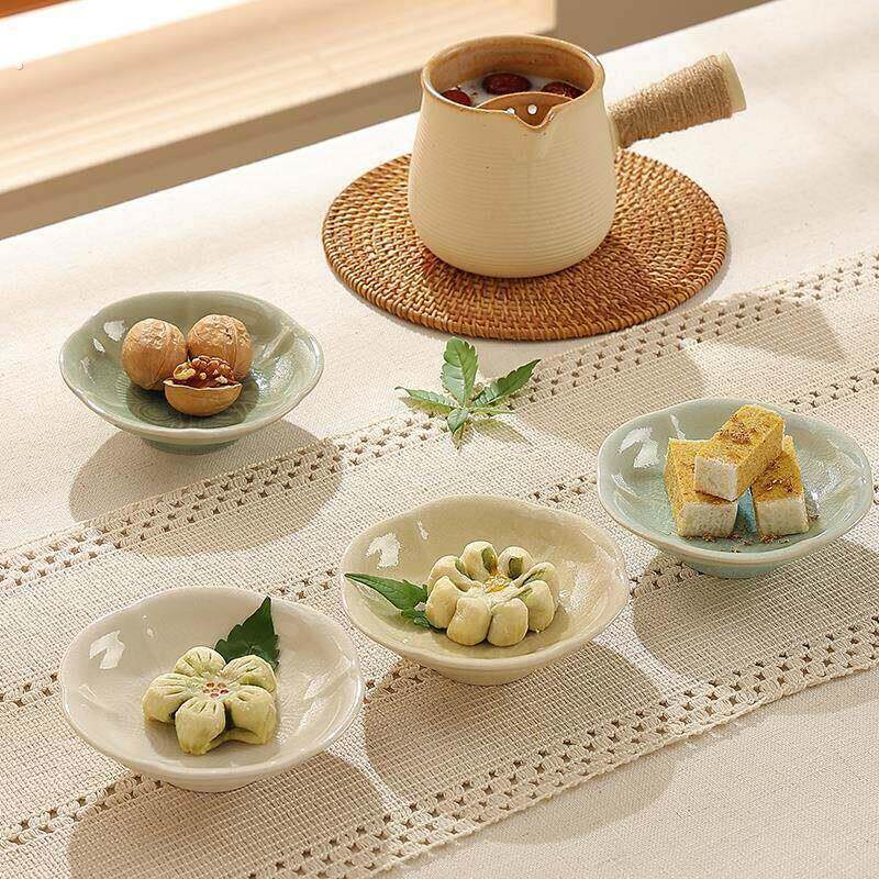 覆古中国禅宗糕点盘高甜品干果盘下午茶点心盘陶瓷精美点心盘