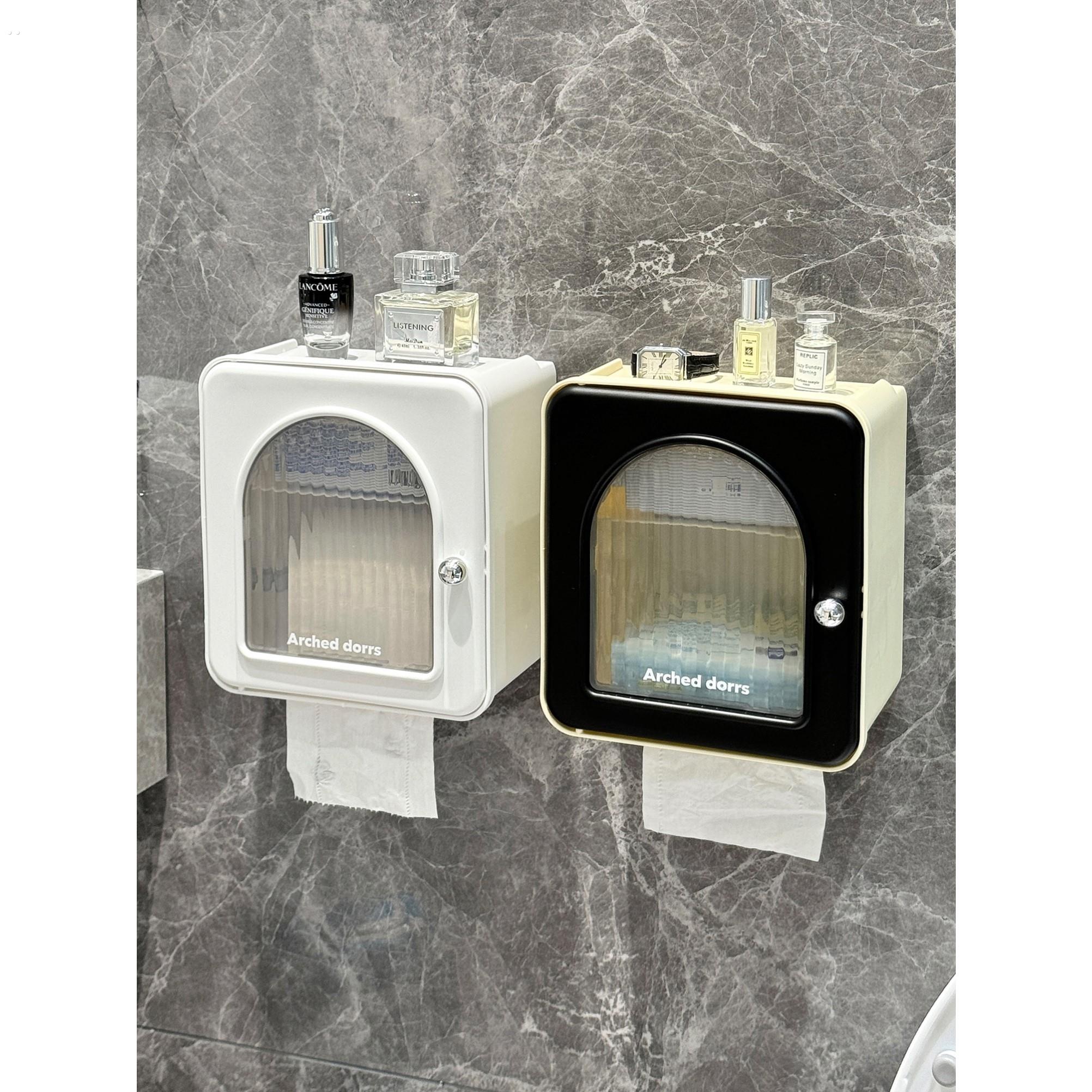 卫生间纸巾盒壁挂式洗脸巾收纳盒厕所免打孔防水抽纸盒厕纸置物架