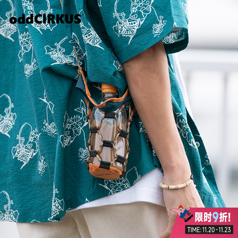 oddCIRKUS 斜挎网兜包日系运动户外外出旅行便携水壶包