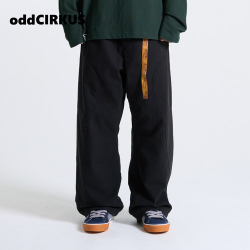 oddCIRKUS松紧腰头梭织裤 新版日系工装长裤男女同款