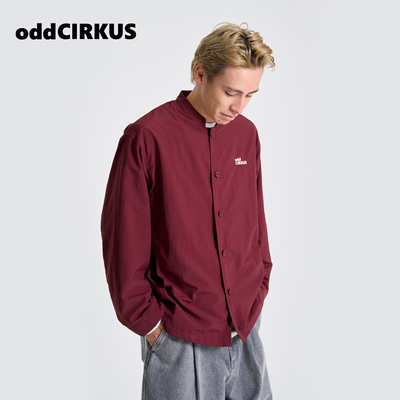 oddCIRKUS亨利领薄外套 日系夹克休闲长袖上衣酒红色男女同款