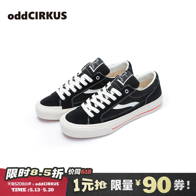oddCIRKUS ASTLEY NEON 经典黑色滑板鞋运动户外日系街头板鞋男女