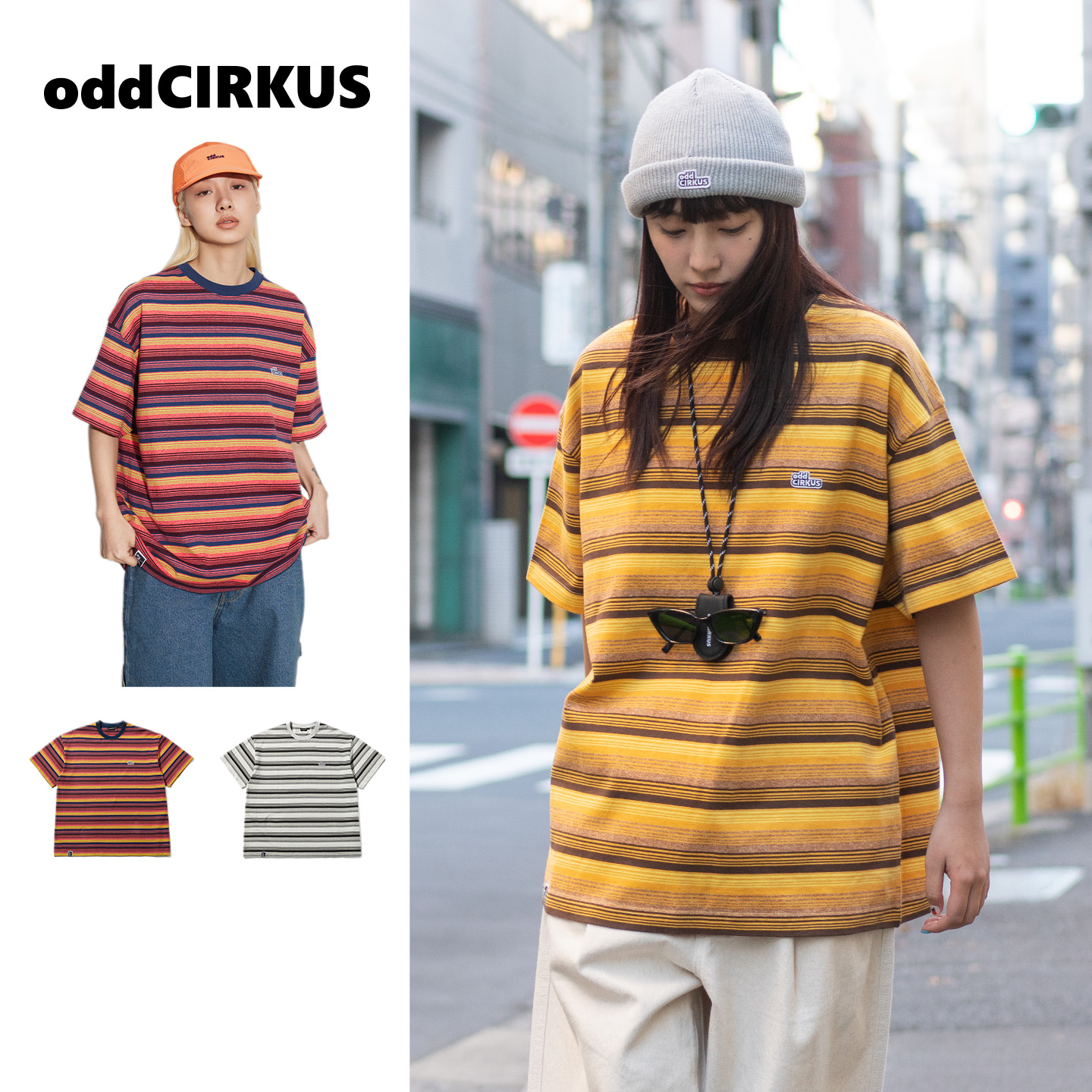 oddCIRKUS条纹T恤日系短袖圆领