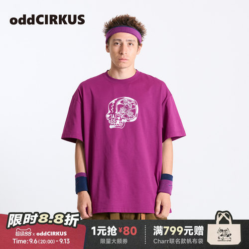 oddCIRKUS印花短袖  宽松图案印花T恤男女同款轻薄款上衣情侣款