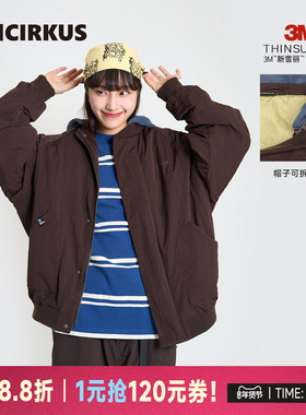 oddCIRKUS棉服3M连帽可拆卸日系街头宽松男女同款上衣夹克棉外套