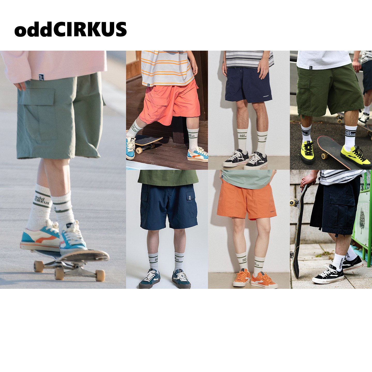 oddCIRKUS沙滩裤 宽松工装裤新款日系五分裤短裤男女同款多色可选