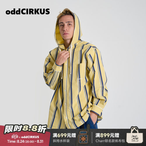 oddCIRKUS条纹连帽衬衫 日系街头长袖外套男女同款衬衣上衣26SS