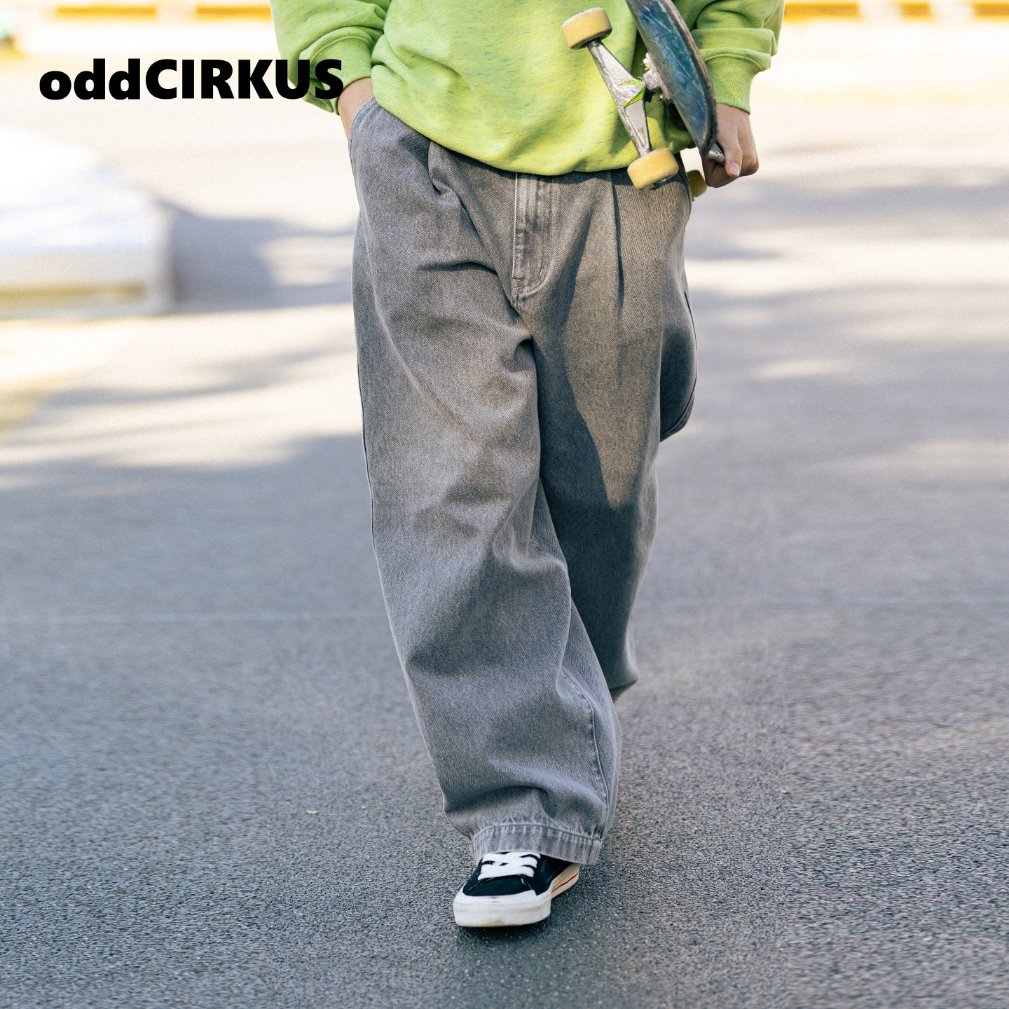 oddCIRKUS牛仔裤 日系街头灰色水洗牛仔裤宽松丹宁长裤男女同款,运动服/休闲服装,运动牛仔裤,淘宝优惠券,粉丝福利购,淘宝优惠卷