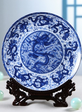 景德镇陶瓷瓷盘现代中式装饰摆件