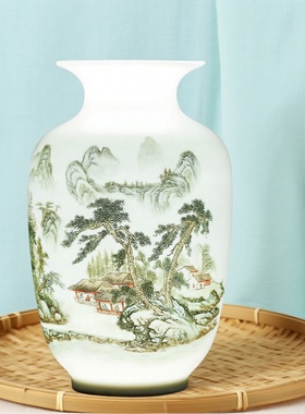 景德镇陶瓷器粉彩瓷花瓶玄关摆件