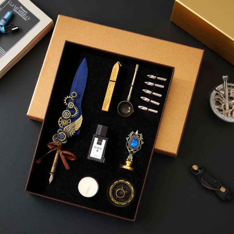 度客欧式复古羽毛笔礼盒套装
