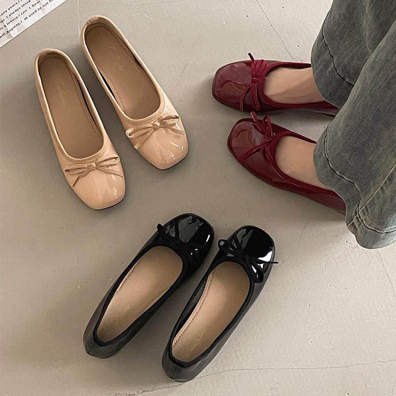 法式温柔淑女细蝴蝶结方头鞋女2026春季新款内增高平底百搭舒适,女鞋,浅口单鞋,淘宝优惠券,粉丝福利购,淘宝优惠卷