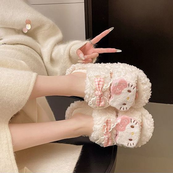 可爱卡通凯蒂猫毛毛拖鞋女外穿2