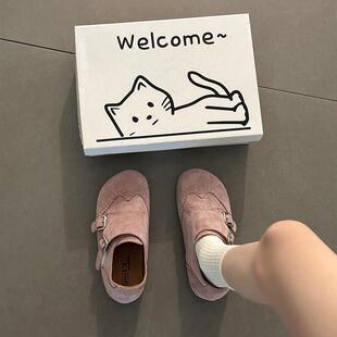 舒适复古风圆头防滑简约勃肯鞋女2026春款新款内增高厚底浅口单鞋